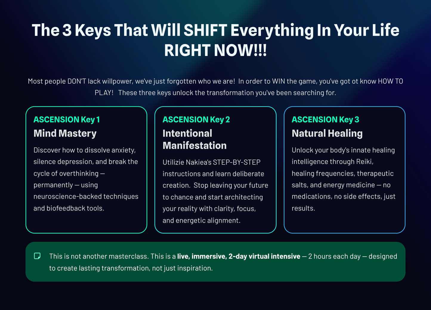 Ascension Keys 2 Day INTENSIVE: Learn To Rewire Your Mind and Elevate Your Life JUNE 22ND & 23RD 7PM-9PM est
